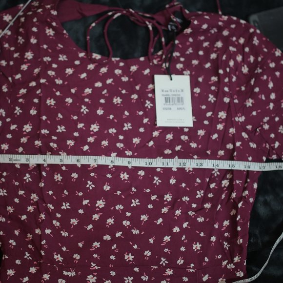 NWT Bardot & Revolve Burgundy Floral Open Back Midi Dress. - Picture 13 of 14